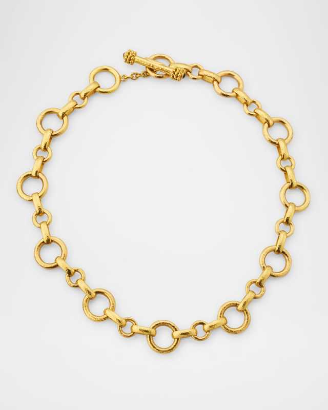19K Large Siena Link Necklace with Stone Toggle